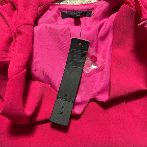 Arynk Pink Asymmetrical Ruffled Cocktail Dress - Picture 3 of 7